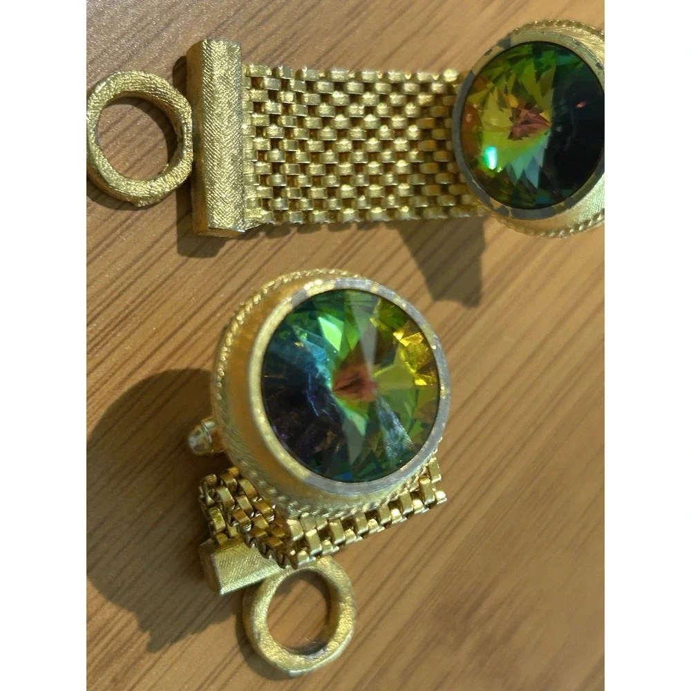 Mesh Wrap Cuff Links DANTE Watermelon ‎ Rivoli Glass Men's Jewelry Classy Formal